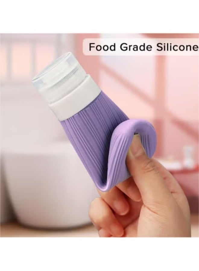 KHAJUL 4-Pack Leak Proof Silicone Travel Bottles, BPA-Free Soft Silicone Containers, Refillable Travel Toiletry Bottles for Shampoo, Lotion, Body Wash, Conditioner, Travel Accessories, Pink - Image 5