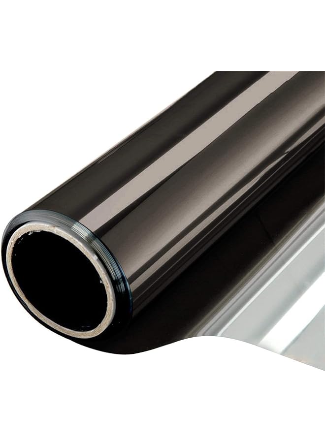 The Bros فيلم نافذة خصوصية أحادي الاتجاه، تظليل نافذة للمرآب، مرآة عاكسة نهارية، فينيل للتحكم في الحرارة وحجب الشمس، غير لاصق، يلتصق بالكهرباء الساكنة، تغطية باب منزلق للمكتب المنزلي - أسود - فضي - Image 1