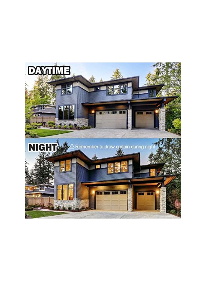 The Bros فيلم نافذة خصوصية أحادي الاتجاه، تظليل نافذة للمرآب، مرآة عاكسة نهارية، فينيل للتحكم في الحرارة وحجب الشمس، غير لاصق، يلتصق بالكهرباء الساكنة، تغطية باب منزلق للمكتب المنزلي - أسود - فضي - Image 4