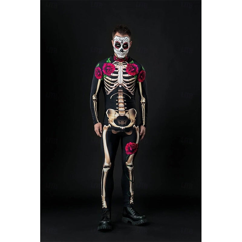 Y&D Skull Skeleton Sugar Skull Bodysuit Halloween Group Couples Costumes Full Body Catsuit Scary Costume Men's Women's Boys' Kid's Adults' Performance Party Club Halloween Carnival  Easy - Image 4