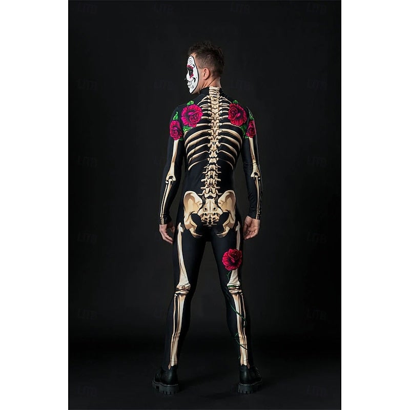 Y&D Skull Skeleton Sugar Skull Bodysuit Halloween Group Couples Costumes Full Body Catsuit Scary Costume Men's Women's Boys' Kid's Adults' Performance Party Club Halloween Carnival  Easy - Image 5
