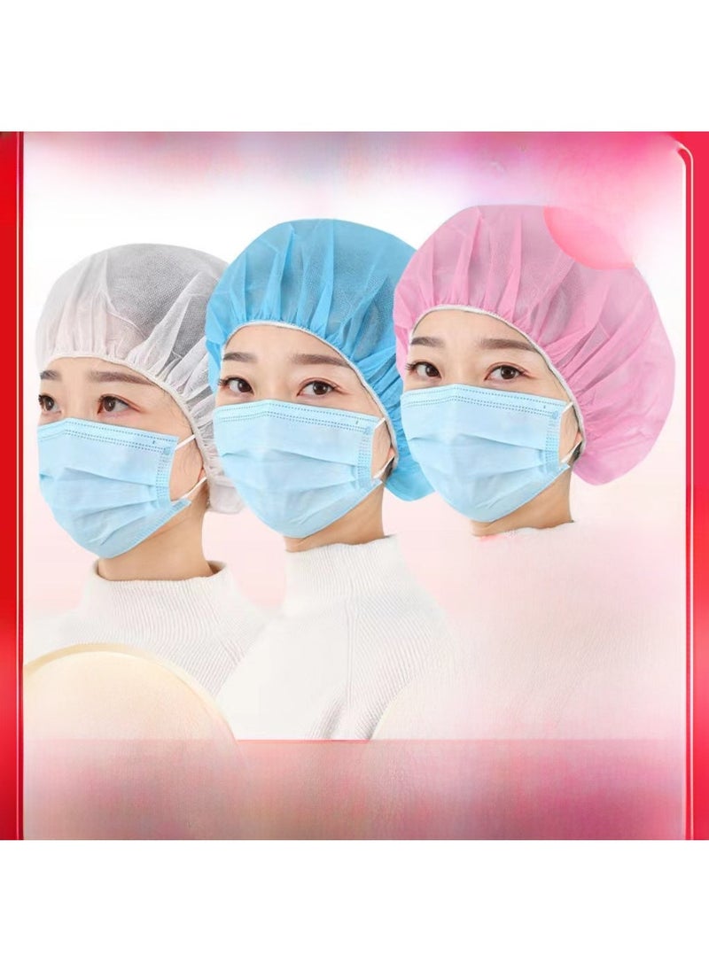 Thickened Disposable Non-Woven Caps Dustproof Hair Protection for Kitchen Pink 