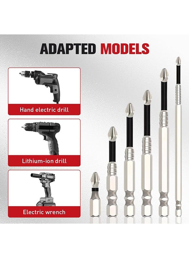 Arabest High Magnetic Screwdriver Drill Bit Set, Strong Magnetic Durability Screwdriver Drill Bit Set, Universal Anti-Slip Magnetic Electric Screwdriver Set, 25 50 65 70 75 90 100 120 150mm (6 Pcs) - Image 3