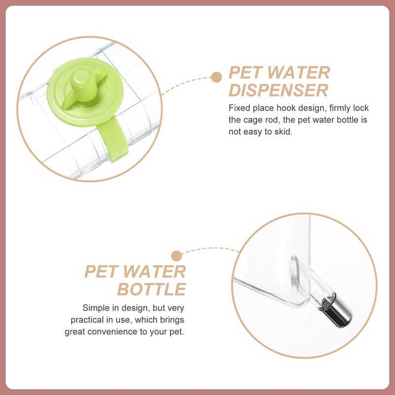 Green Leakproof Hanging Pet Water Bottle Dispenser For Small Dogs Cats Cage Mountable - Image 2