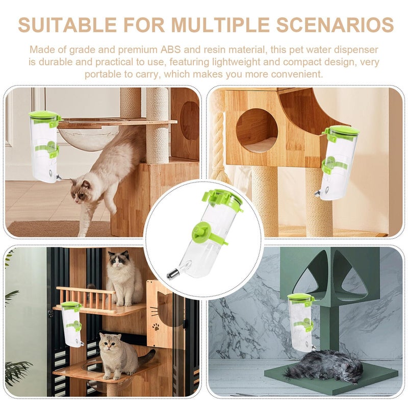 Green Leakproof Hanging Pet Water Bottle Dispenser For Small Dogs Cats Cage Mountable - Image 4