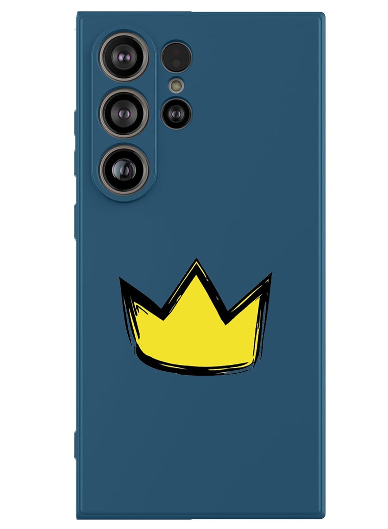 Theodor Protective Slim Fit Case Liquid Silicone Cover with Full Body Protection Anti-Scratch Shockproof Case For Samsung Galaxy S25 Ultra (Blue) - Yellow Crown - Image 1