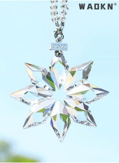 Crystal Car mirror Pendant, Crystal Car Rear View Mirror Pendant, Hanging Decorations Ornament, Crystal Pendant Snowflake For The Car Front Mirror (Octagonal Transparent Color), Car & Home decor.