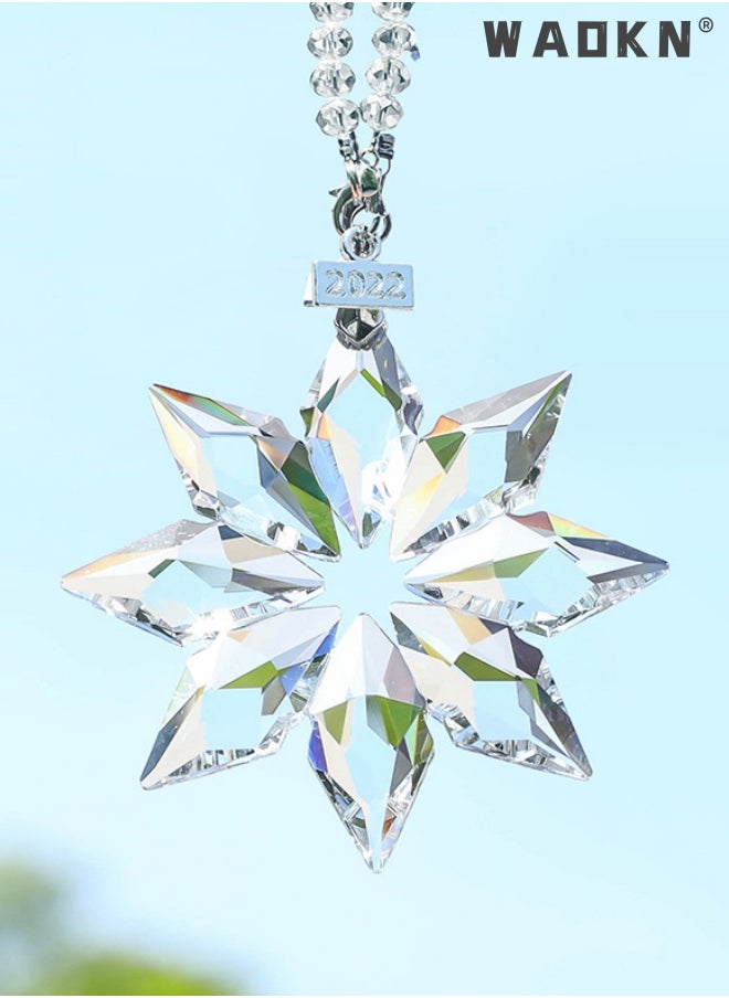 WAOKN - Crystal Car mirror Pendant, Crystal Car Rear View Mirror Pendant, Hanging Decorations Ornament, Crystal Pendant Snowflake For The Car Front Mirror (Octagonal Transparent Color), Car & Home decor. - Image 1