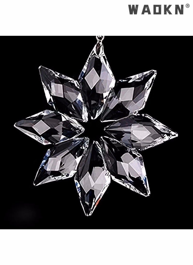 WAOKN - Crystal Car mirror Pendant, Crystal Car Rear View Mirror Pendant, Hanging Decorations Ornament, Crystal Pendant Snowflake For The Car Front Mirror (Octagonal Transparent Color), Car & Home decor. - Image 1