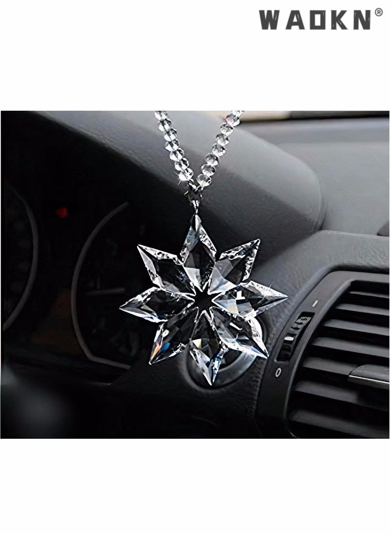 WAOKN - Crystal Car mirror Pendant, Crystal Car Rear View Mirror Pendant, Hanging Decorations Ornament, Crystal Pendant Snowflake For The Car Front Mirror (Octagonal Transparent Color), Car & Home decor. - Image 1