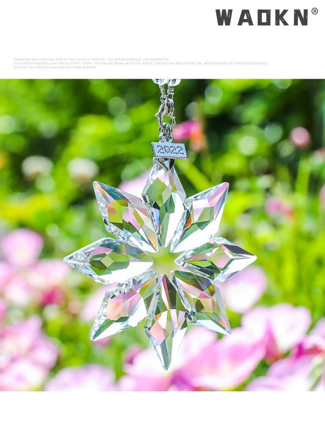WAOKN - Crystal Car mirror Pendant, Crystal Car Rear View Mirror Pendant, Hanging Decorations Ornament, Crystal Pendant Snowflake For The Car Front Mirror (Octagonal Transparent Color), Car & Home decor. - Image 1