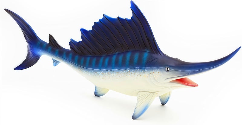 Gemini&Genius GeminiGenius Sea Animal Sailfish Action Figure Soft Rubber 17 Swimming Pool Bathtub Toys Realistic Ocean Animals Swordfish Educational and Role Play Toys for Kids and Collectors Blue Sailfish - Image 3