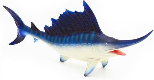 Gemini&Genius GeminiGenius Sea Animal Sailfish Action Figure Soft Rubber 17 Swimming Pool Bathtub Toys Realistic Ocean Animals Swordfish Educational and Role Play Toys for Kids and Collectors Blue Sailfish - Image 1