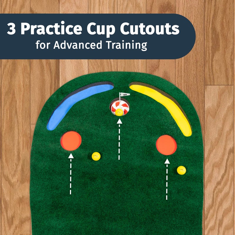 Abco Tech Golf Putting Green Mat - 9ft x 3ft - Putting Mat for Outdoor and Indoor Use - Practice Putting - Includes 3 Yellow Golf Balls - Putting Matt for Indoors, Golf Mat - Golf Training Aid Golf Practice - Image 3