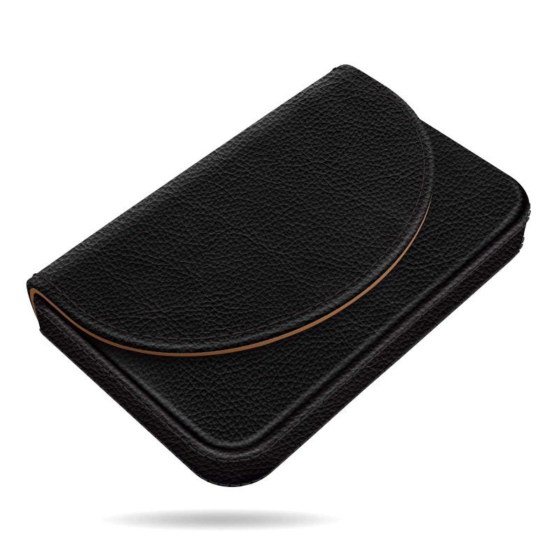 xiviers Business Card Holderï¼ŒPU Leather Business Card Case Color Printing Pattern Card Holder Walletï¼ŒPockets Magnetic Credit Card Holders for Men and Womenï¼ŒBlack - Image 1