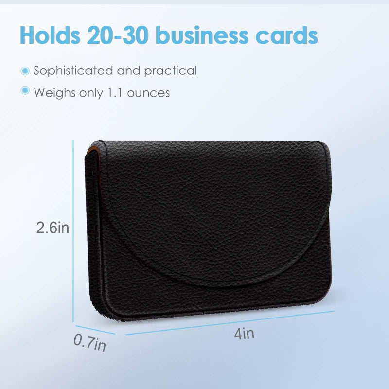 xiviers Business Card Holderï¼ŒPU Leather Business Card Case Color Printing Pattern Card Holder Walletï¼ŒPockets Magnetic Credit Card Holders for Men and Womenï¼ŒBlack - Image 2