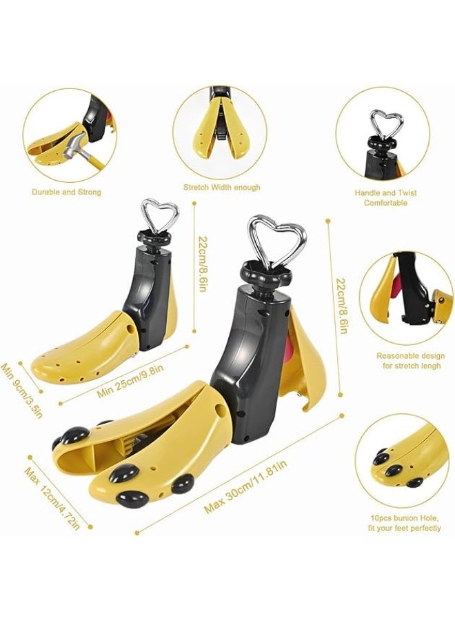 NOSKIN Professional Boot and Shoe Stretcher Set, 4-Way Adjustable, for Women Size 9-15 and Men 8-14, Yellow, 2-Piece - Image 2