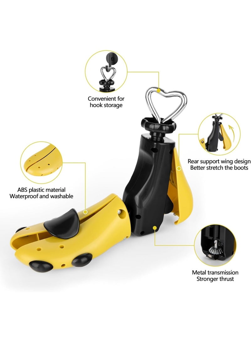 NOSKIN Professional Boot and Shoe Stretcher Set, 4-Way Adjustable, for Women Size 9-15 and Men 8-14, Yellow, 2-Piece - Image 4