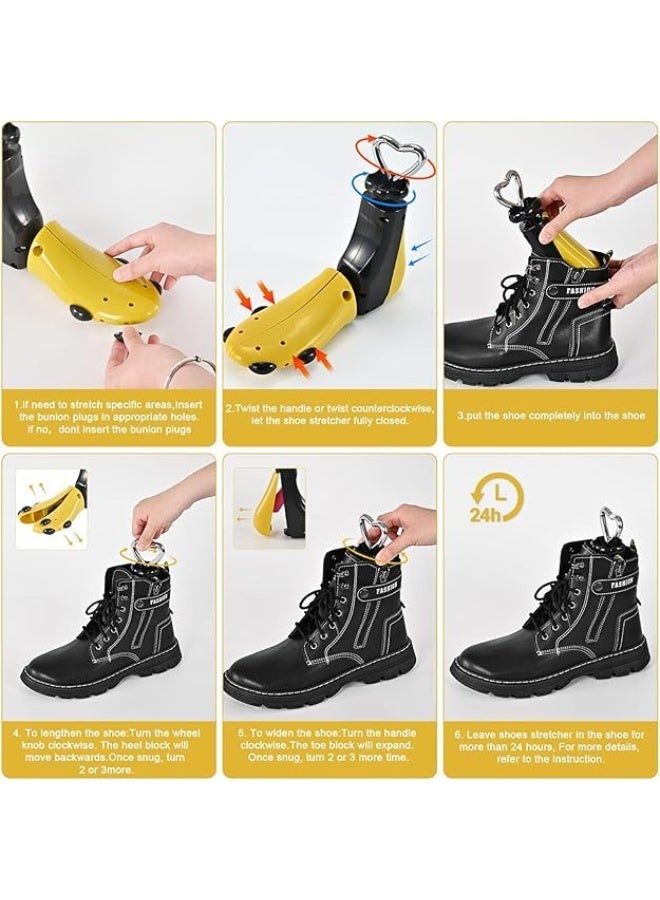 NOSKIN Professional Boot and Shoe Stretcher Set, 4-Way Adjustable, for Women Size 9-15 and Men 8-14, Yellow, 2-Piece - Image 3