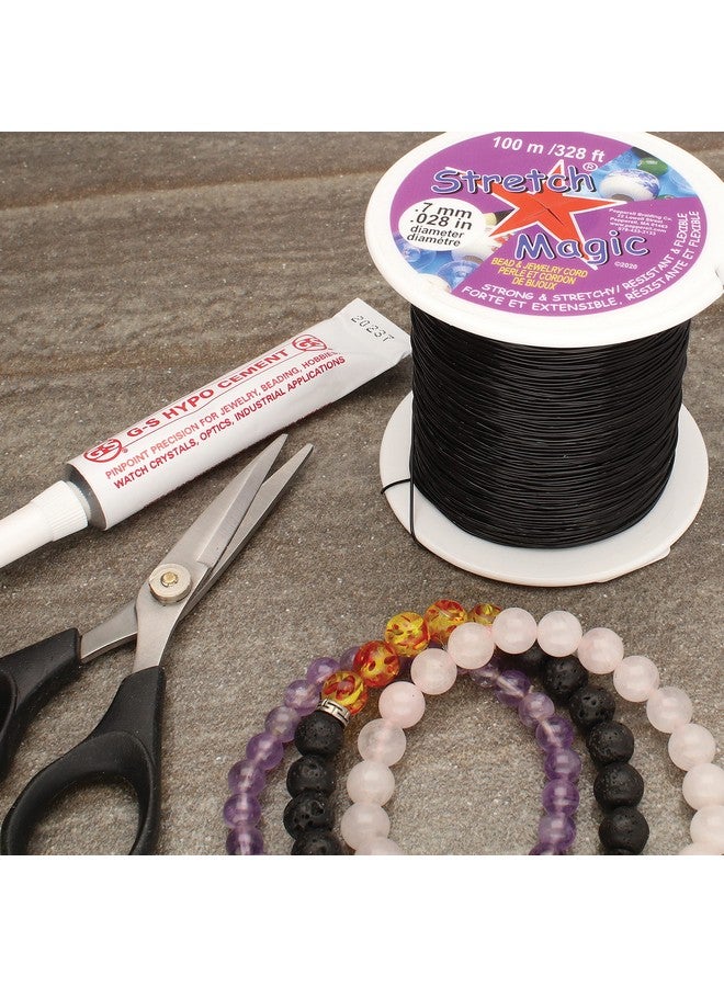 Stretch Magic Bead & Jewelry Cord Strong & Stretchy Easy To Knot Black Color 0.7Mm Diameter 100Meter (328 Ft) Spool Elastic String For Making Beaded Jewelry Bonus Hypo Cement Glue - Image 5