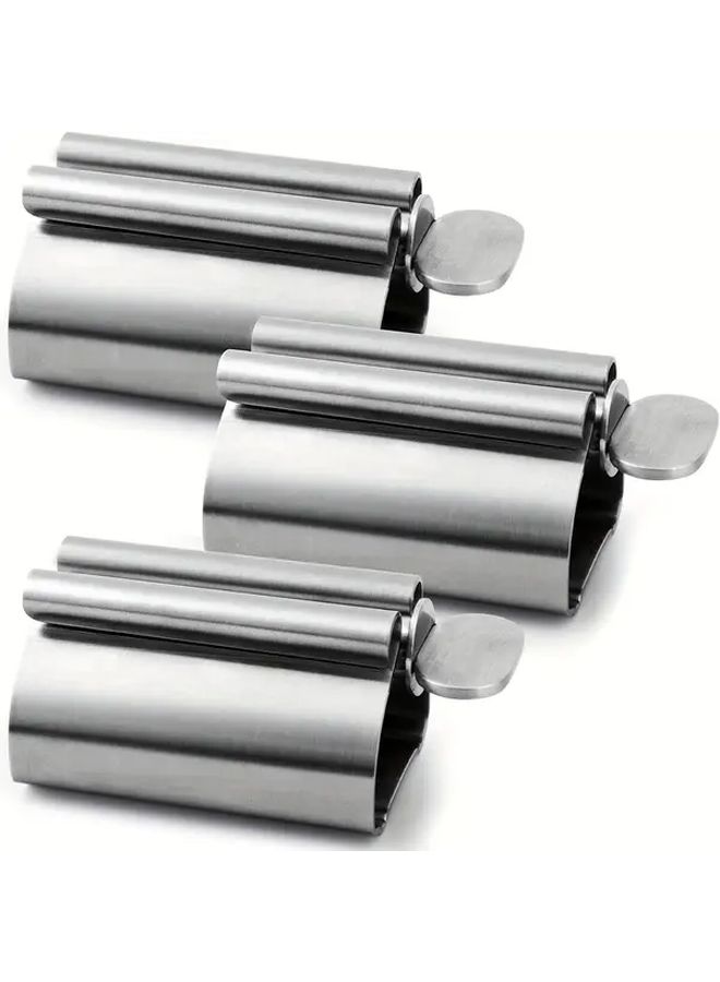 3pcs Stainless Steel Toothpaste Tube Squeezer Rust Resistant Easy Grip Holder - Image 1