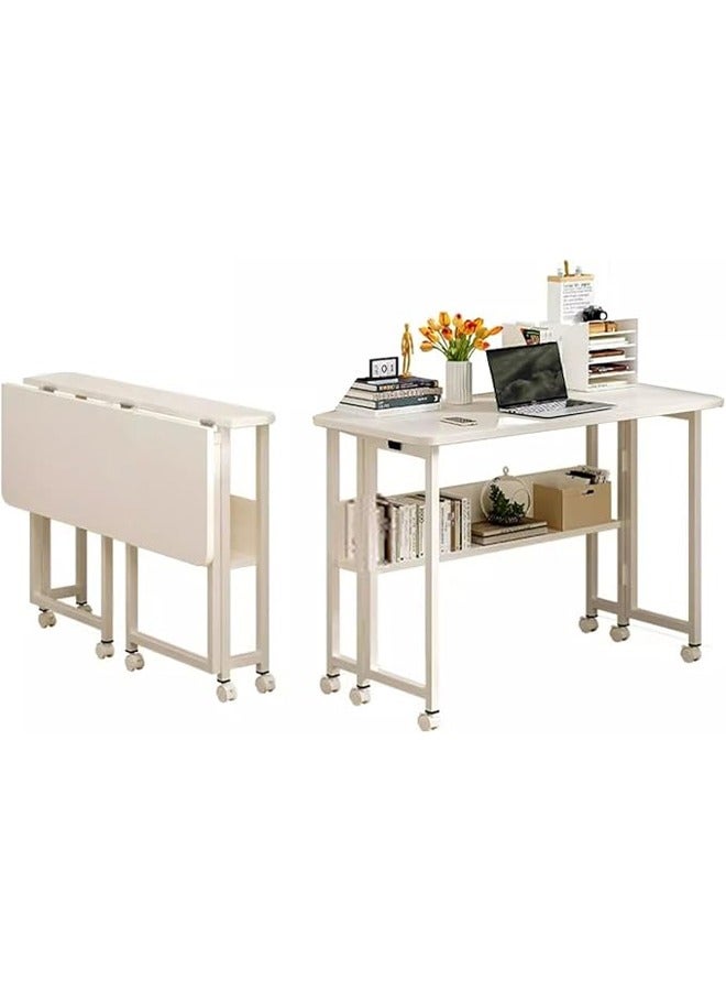 NKX Mobile Foldable Laptop Table Small Standing Desk Rolling Computer table 80*58*75 - Image 1