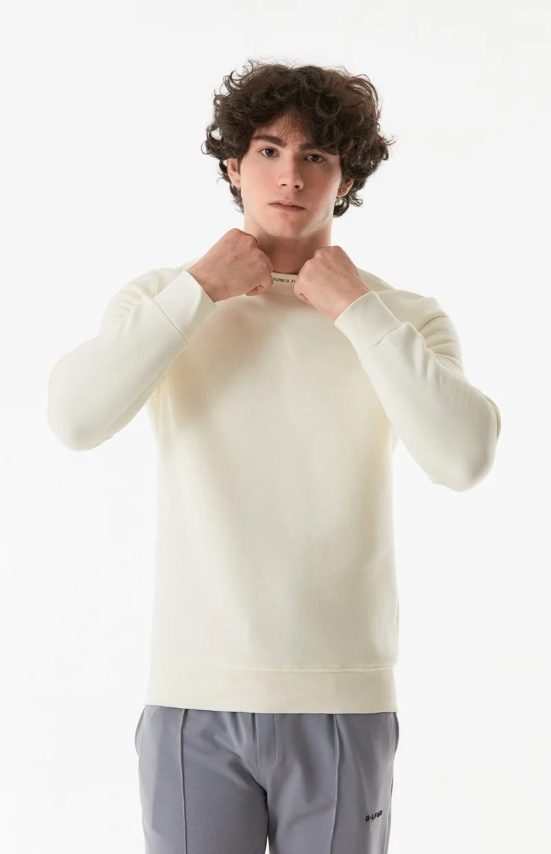FullaModa Text Printed Stand Collar Sweatshirt