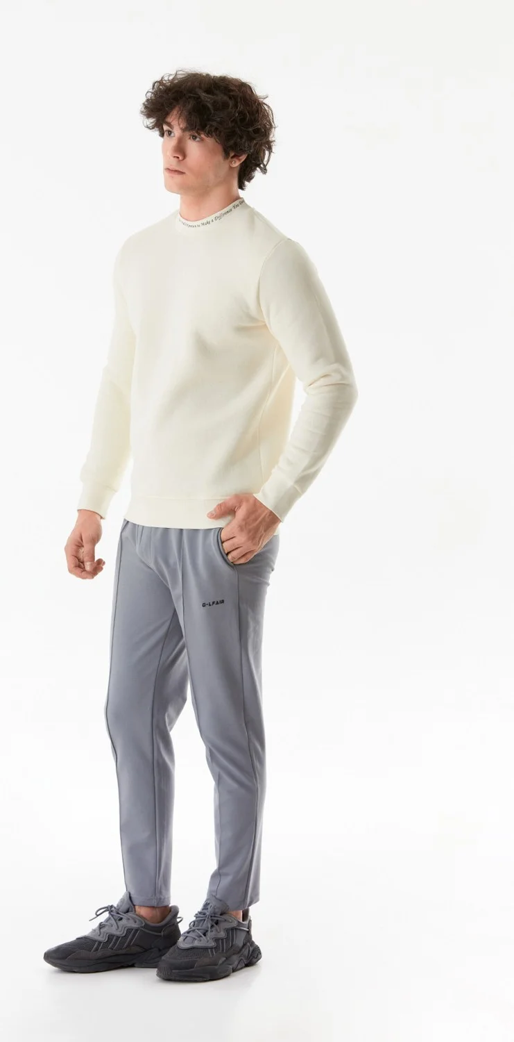 FullaModa Text Printed Stand Collar Sweatshirt