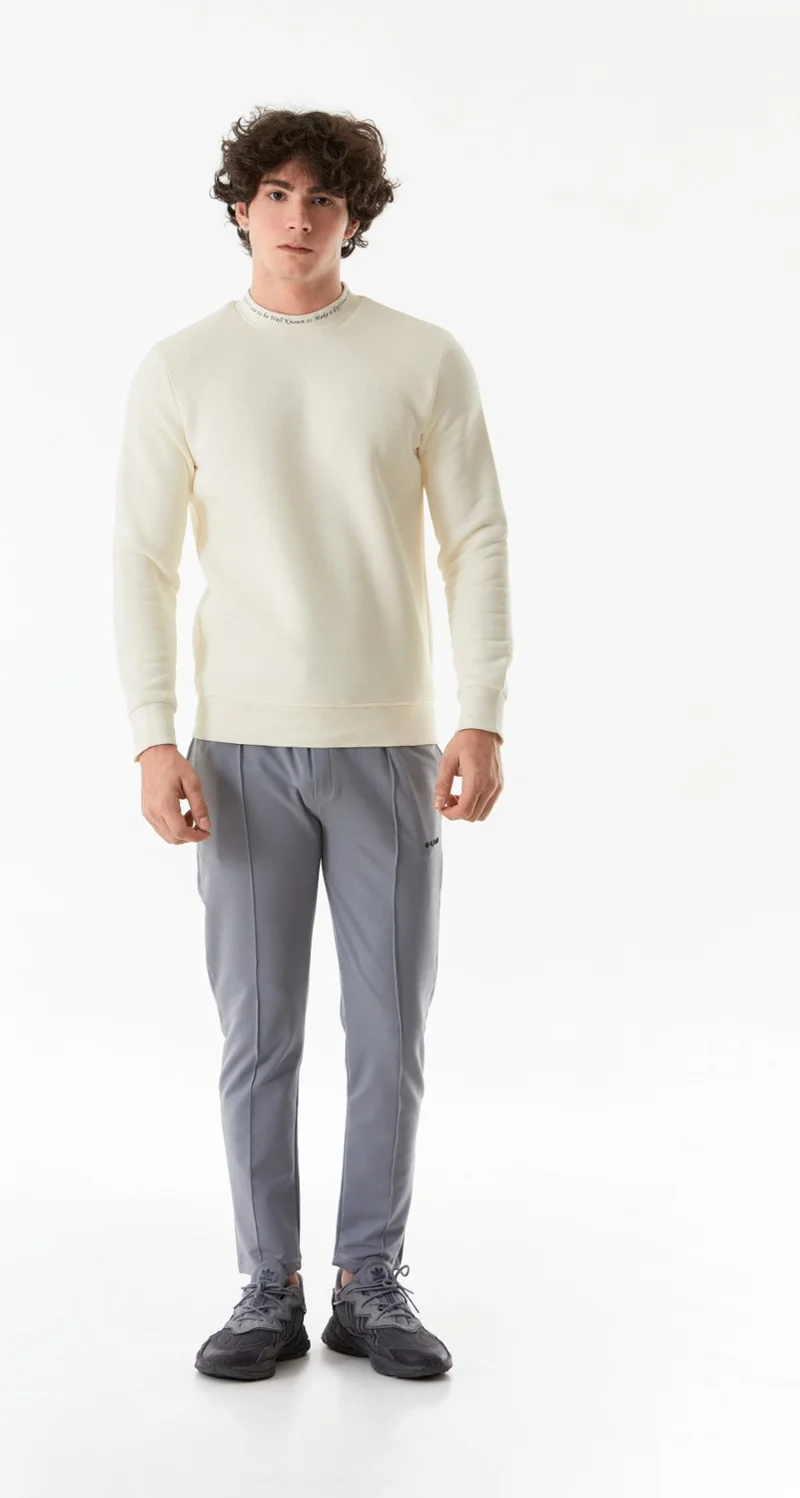FullaModa Text Printed Stand Collar Sweatshirt
