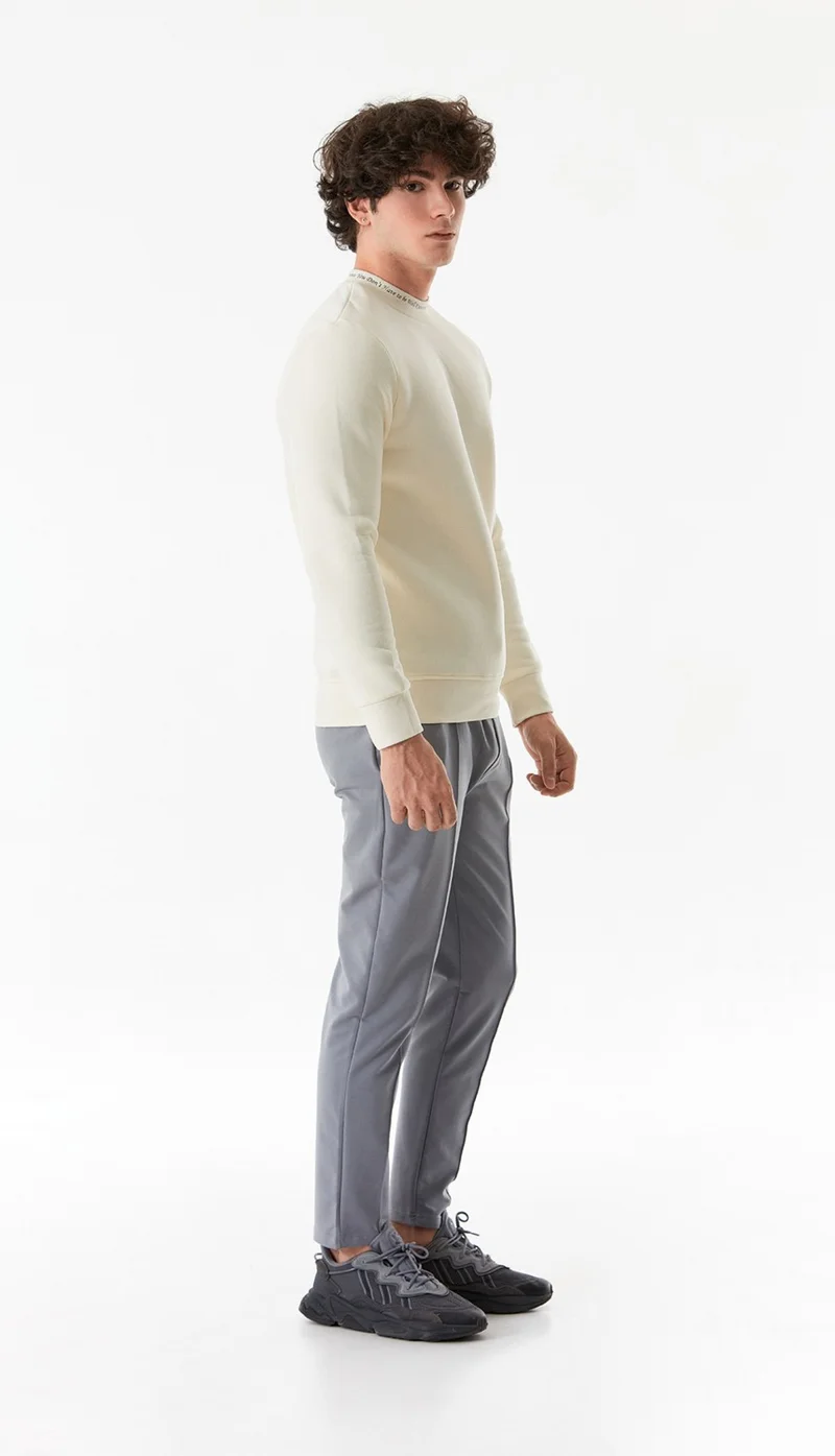 FullaModa Text Printed Stand Collar Sweatshirt