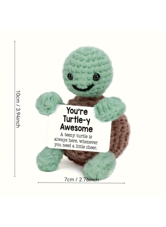 Handmade Wool Crochet Positive Animal Little Turtle Hand-woven Doll TURTLEY AWESOME-Color:Small Turtle - Image 1