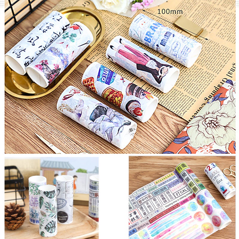 Cute Washi Tape 100mm Wide Colorful Decorative Masking Tape Roll Adhesive Sticker Stationery Supplies for DIY Craft Scrapbooking Journal Diary Photo Gift Box Card Planner Decoration - Image 4
