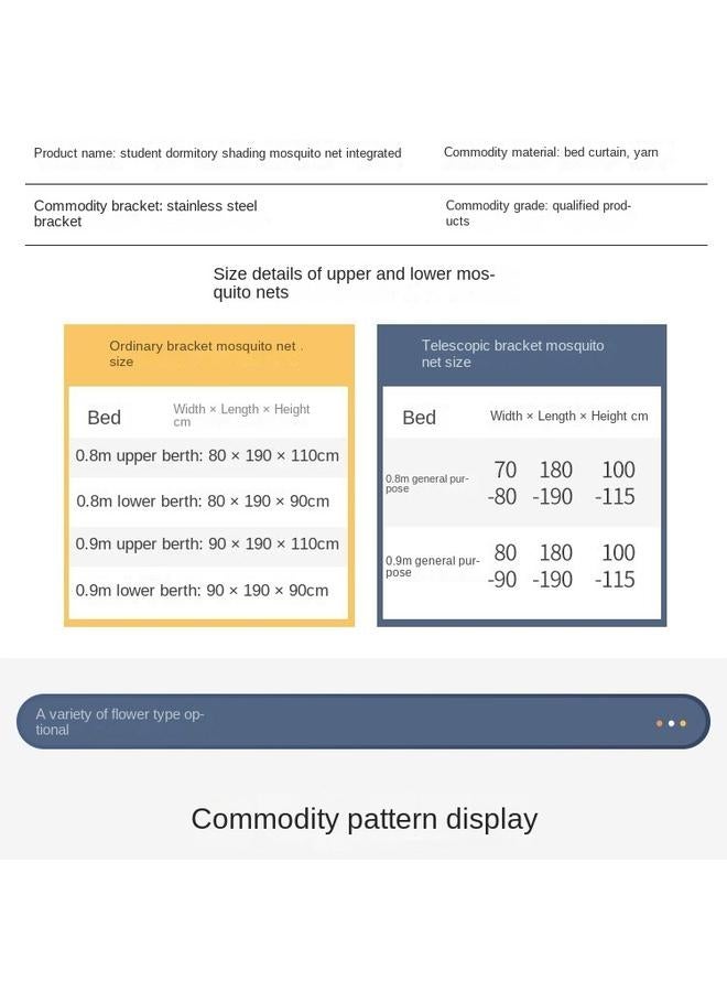 Bluejw Strong Shading Network Popular College Student Bed Curtain Mosquito Net Three-door Zipper Dormitory Cute Cartoon Wall Cloth Upper And Lower Bunk Yarn - Image 4