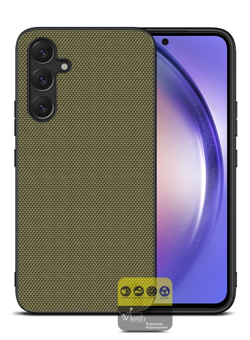 دبليو تيك جراب TPU مصنوع من نسيج صلب خلفي صلب لهاتف Samsung Galaxy A54 5G 2023 بني - Image 1