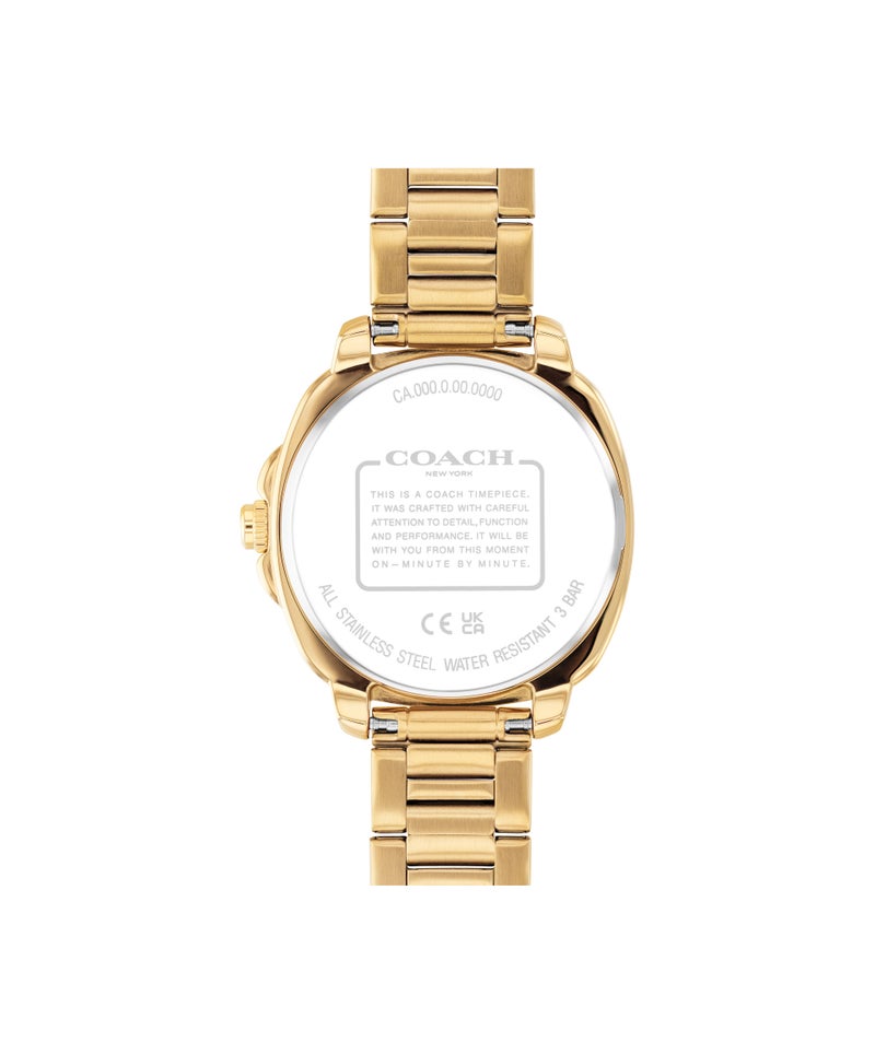 COACH Tonneau Analog Women'S Ionic Plated Thin Gold Steel Case  Watch - Image 2