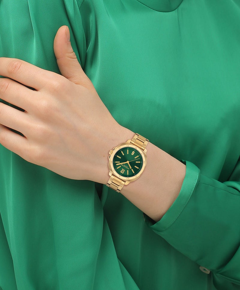 COACH Tonneau Analog Women'S Ionic Plated Thin Gold Steel Case  Watch - Image 4