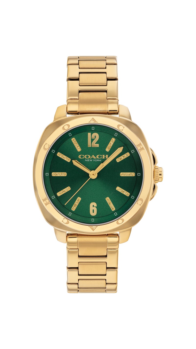 COACH Tonneau Analog Women'S Ionic Plated Thin Gold Steel Case  Watch - Image 3