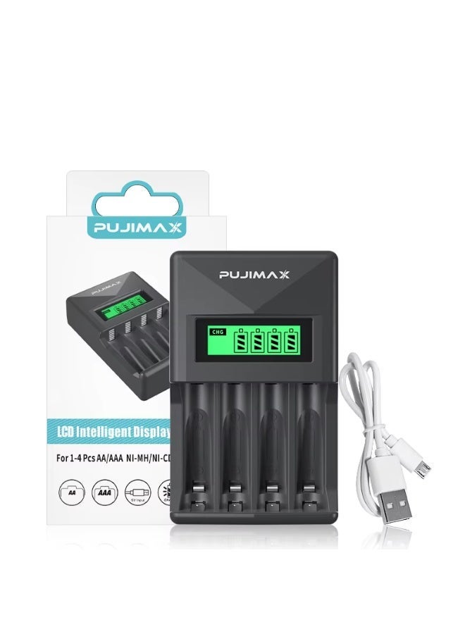 Pujimax 4-Slot Intelligent Battery Charger for AA and AAA Batteries - Image 1