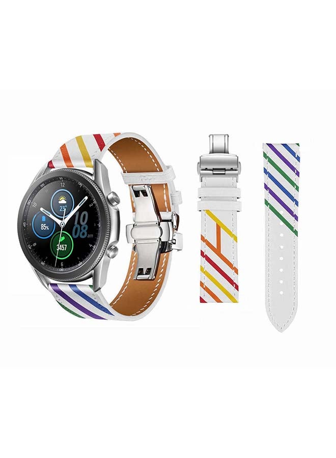 Perfii Genuine Leather Replacement Band for Samsung Galaxy Watch3 45mm White - Image 1