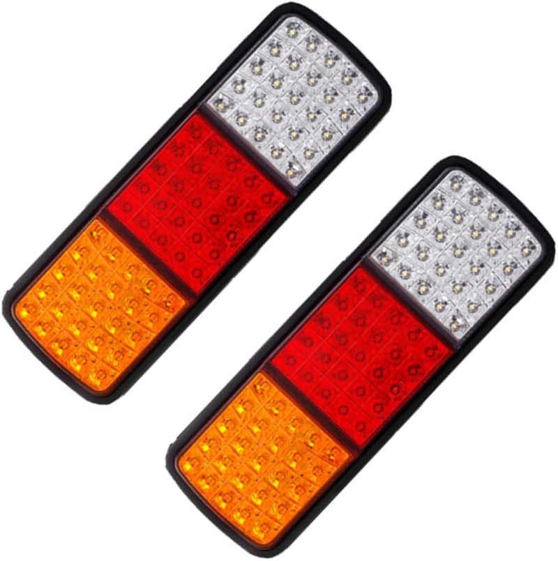 2 Pack Waterproof 12V LED Trailer Tail Lights Red Yellow White For Trucks RVs Boats - Image 1
