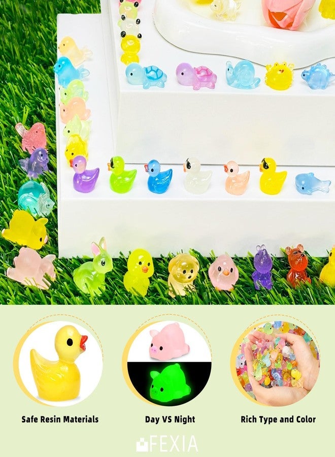 FEXIA 100 Pcs Mini Resin Animals 20 Types Glow in The Dark Figurines Bulk Set for DIY Garden Dollhouse Aquarium Micro Landscape and Party Decoration Desk Pets and Miniature Dollhouse Accessories - Image 4