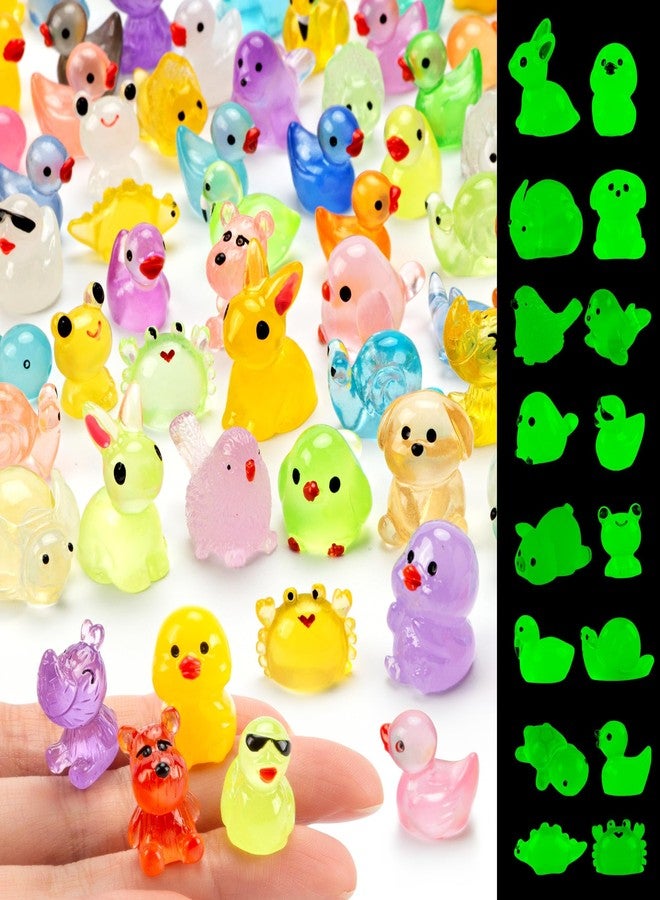 FEXIA 100 Pcs Mini Resin Animals 20 Types Glow in The Dark Figurines Bulk Set for DIY Garden Dollhouse Aquarium Micro Landscape and Party Decoration Desk Pets and Miniature Dollhouse Accessories - Image 1