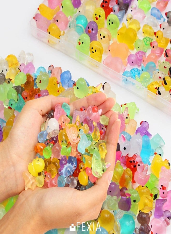FEXIA 100 Pcs Mini Resin Animals 20 Types Glow in The Dark Figurines Bulk Set for DIY Garden Dollhouse Aquarium Micro Landscape and Party Decoration Desk Pets and Miniature Dollhouse Accessories - Image 3