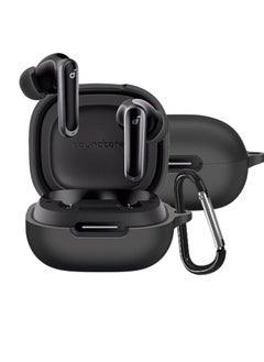 Generic Compatible with Anker Soundcore P40i Case Cover, Soft Silicone Shockproof Protective Skin Case for Soundcore P40i Wireless Earbuds with Carabiner, Front LED Visible (Black)  - Image 1