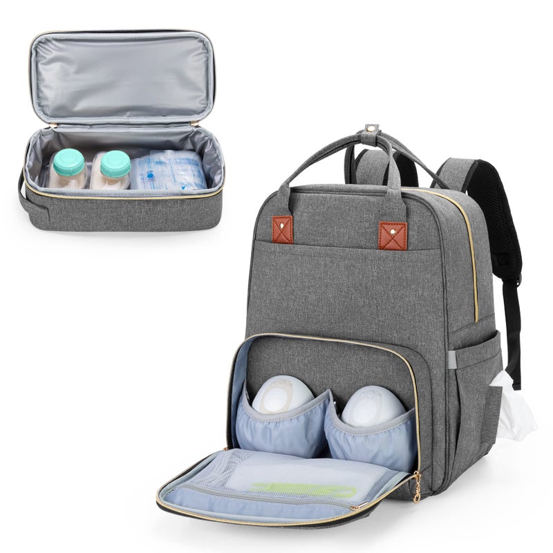 BAFASO BAFASO Breast Pump Bag with Cooler and Laptop Sleeve Compatible with Elvie and Momcozy Breast Pump Breast Pump Backpack for Wearable Breast Pump Patent Pending Gray 