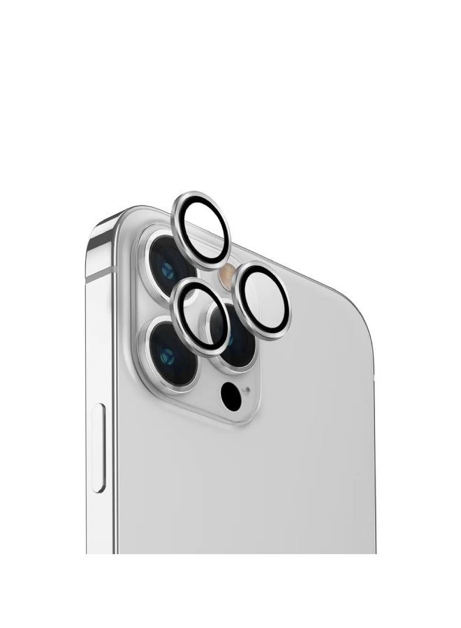 واقي عدسة الكاميرا من الألومنيوم لهاتف iPhone 15 Pro من Optix باللون الفضي الاسترليني