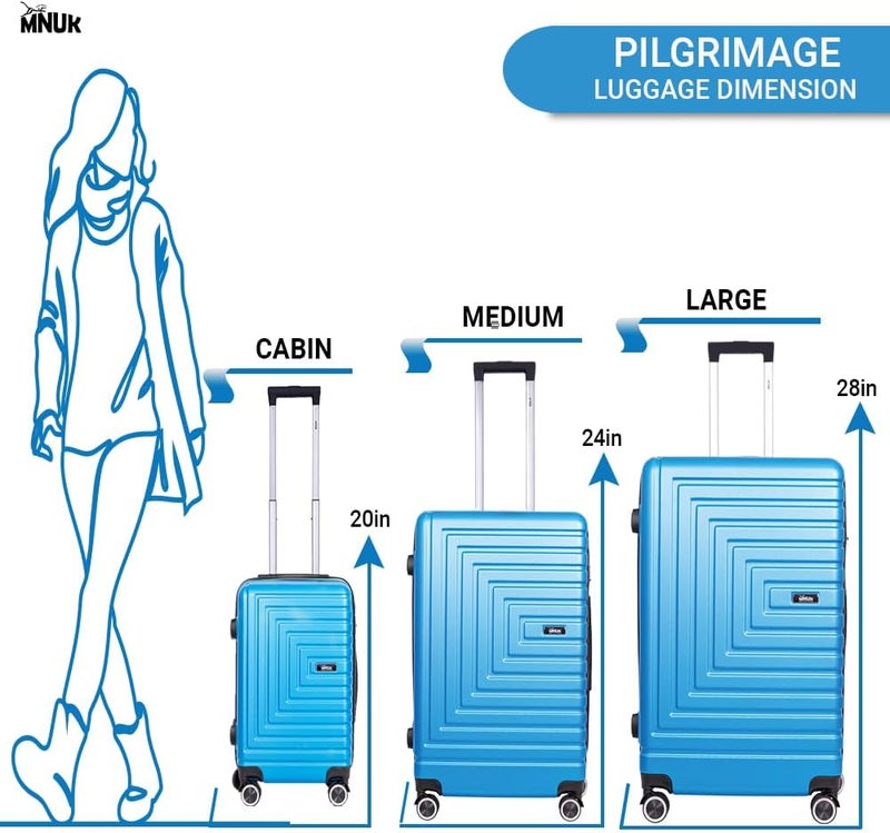MNUK Pilgrimage 24-Inch Check-In Travel Luggage – Medium ABS Hard Shell Suitcase with Spinner Wheels, Lightweight Trolley & Safety Lock (Blue) - Image 3