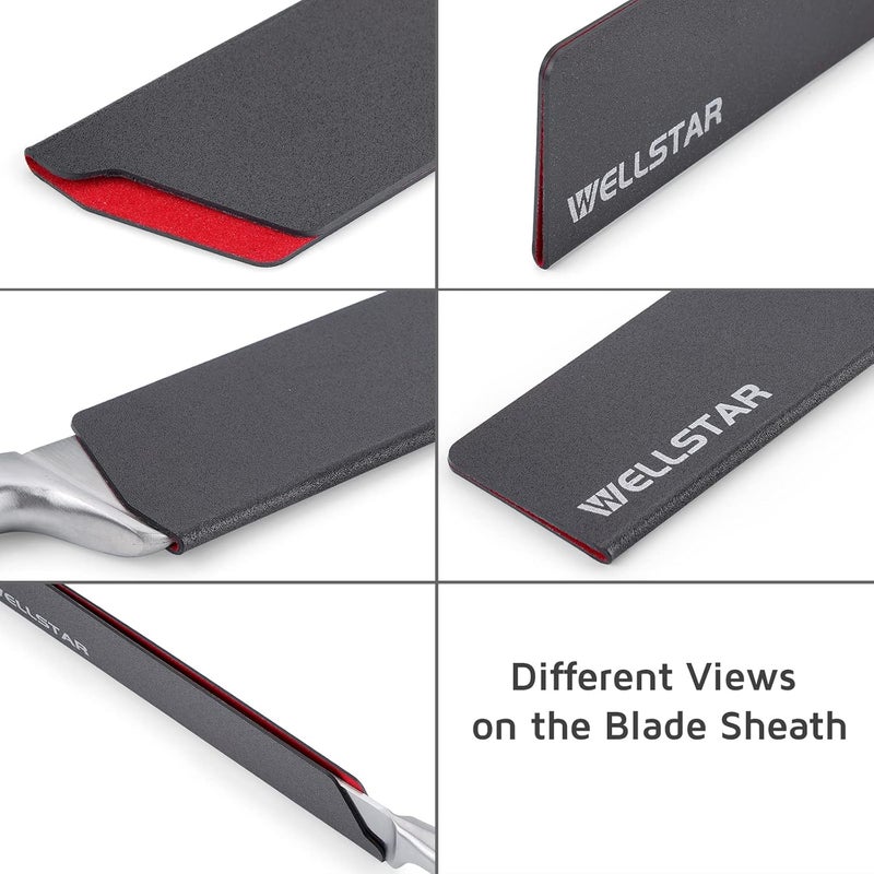 WELLSTAR Knife Edge Guards Set, 8 Piece Universal Blade Covers, BPA Free ABS Protective Blade Sheaths, Non-Scratch Felt Lining Kitchen Knives Covers (Knives not included) - Image 5