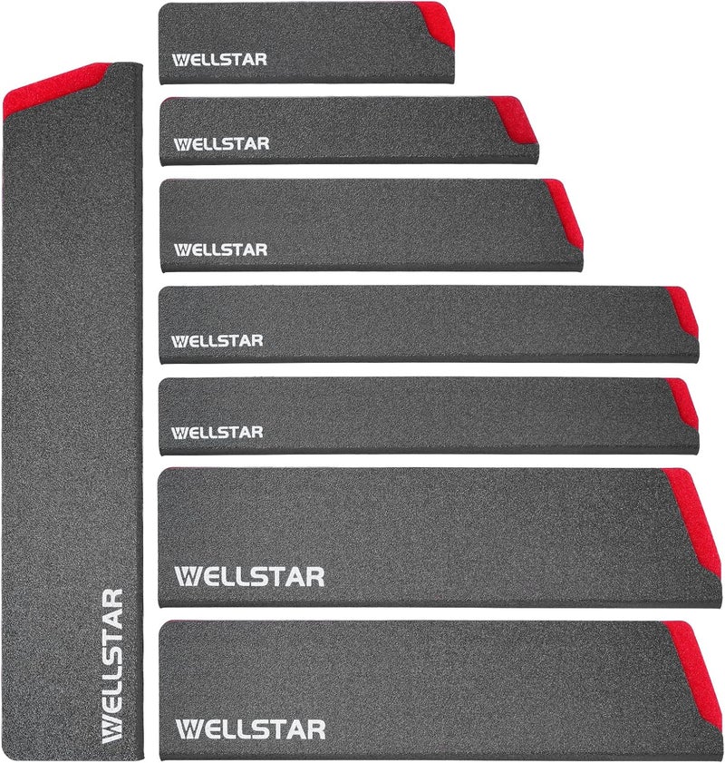 WELLSTAR Knife Edge Guards Set, 8 Piece Universal Blade Covers, BPA Free ABS Protective Blade Sheaths, Non-Scratch Felt Lining Kitchen Knives Covers (Knives not included) - Image 1