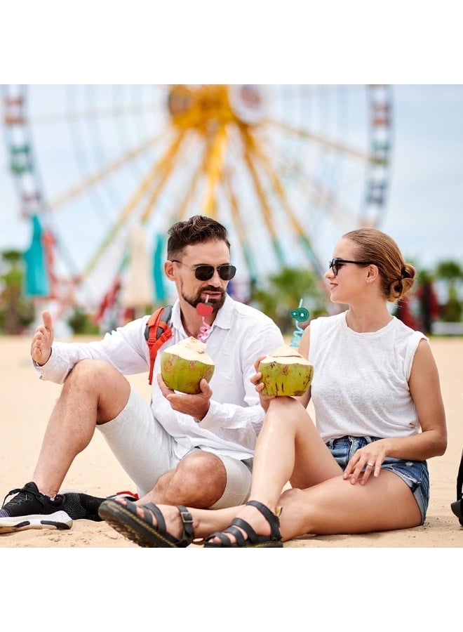 Colorful plastic children's straws with an innovative spiral design - reusable drinking straws for juices, fruit drinks and ice cream - birthday party drink decorations (4 pieces) - Image 4